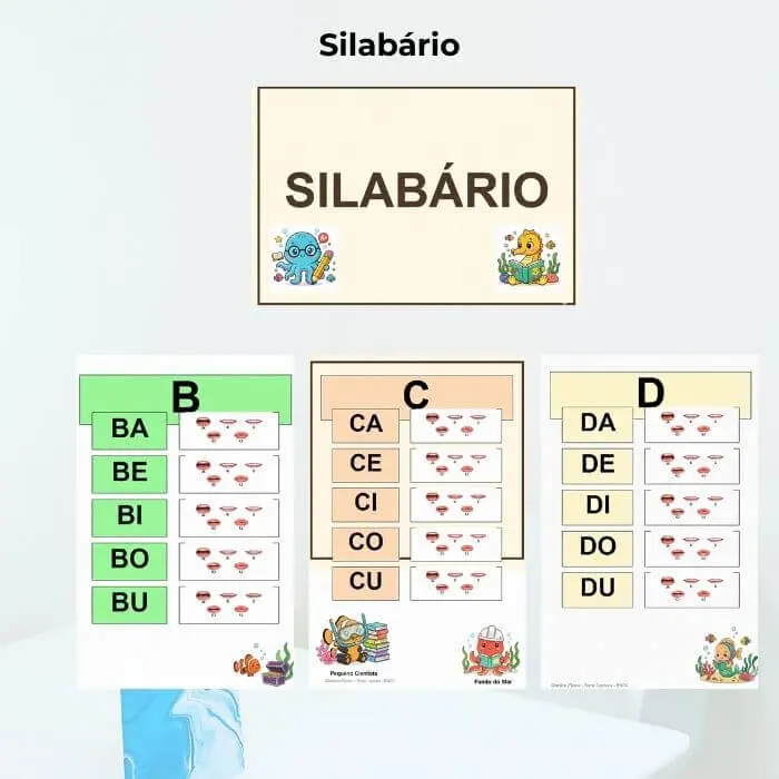 silabario para kit sala de aula premium fundo do mar