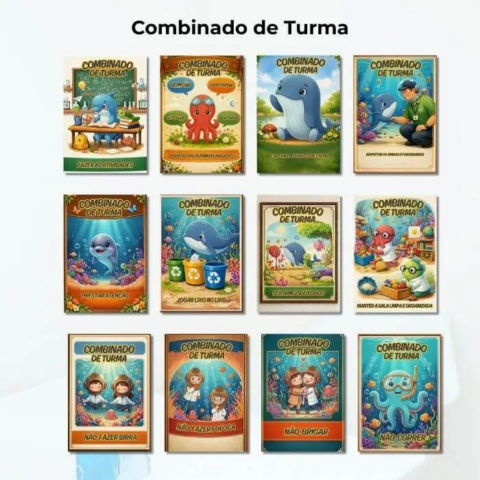 combinado de turma para kit sala de aula premium fundo do mar